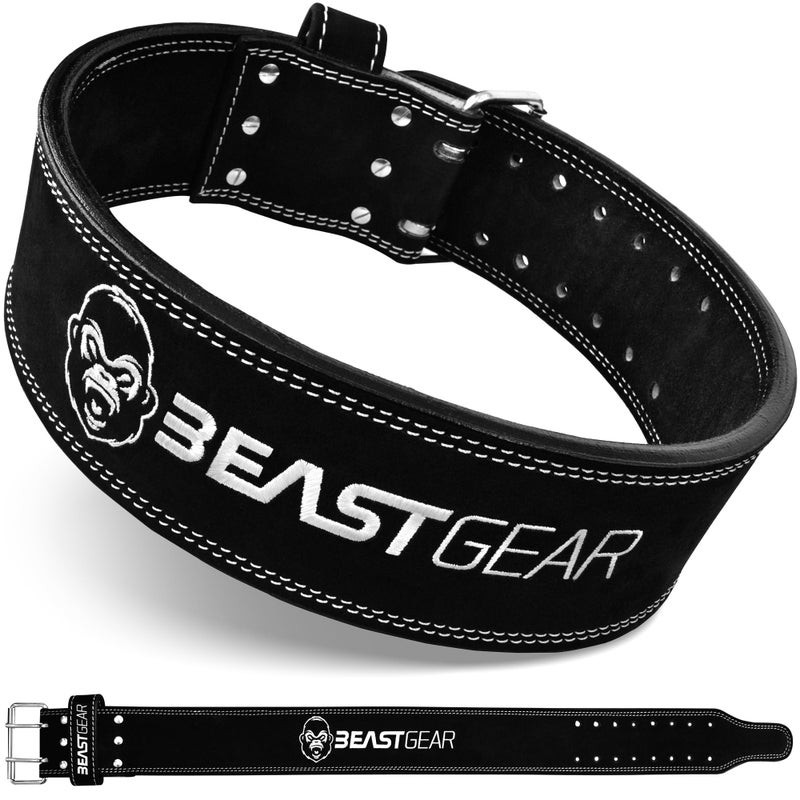 Beast Gear Weight Lifting Belt - Leather Power Lifting Belt for Men, 10mm Thick Weightlifting Belt for Deadlifts, Back Support Squats Belts for Powerlifting, Crossfit Gym Belt for Men Women - Image 1